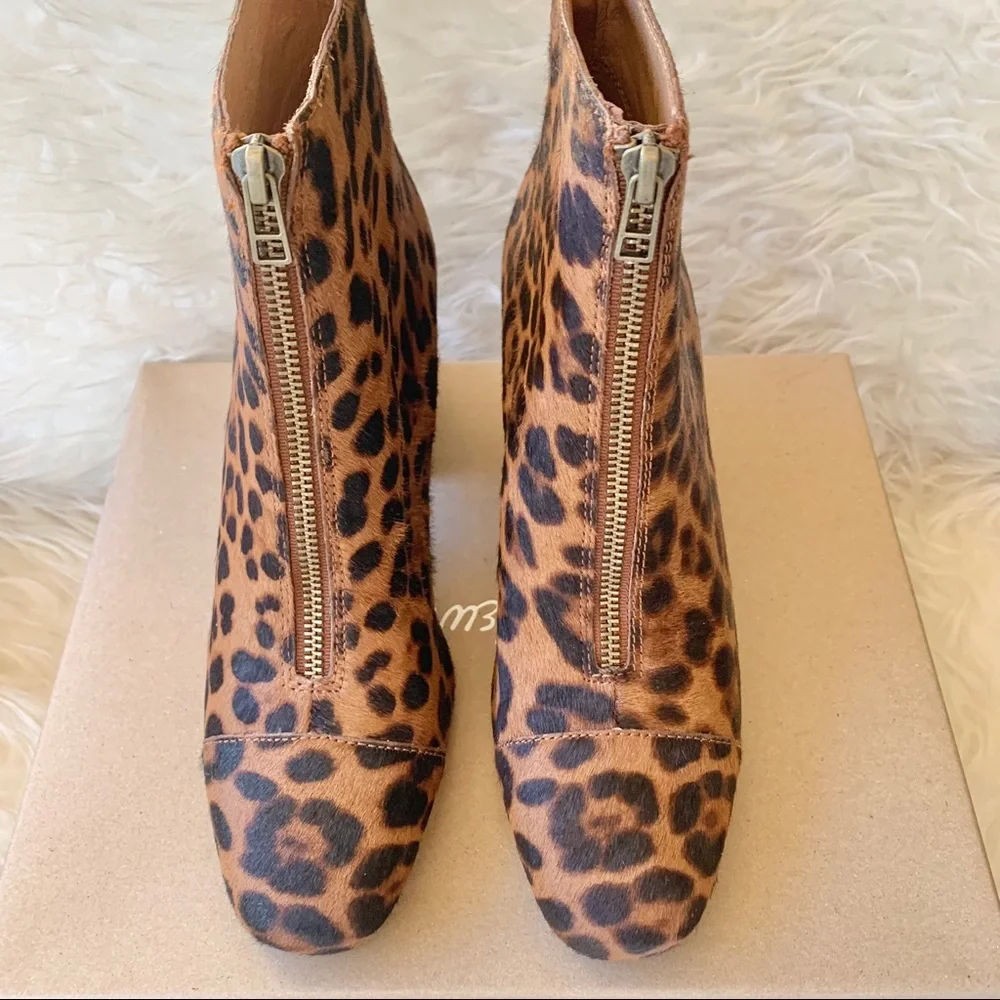 Madewell The Amalia Zip Boot in Leopard Calf Hair Size 8